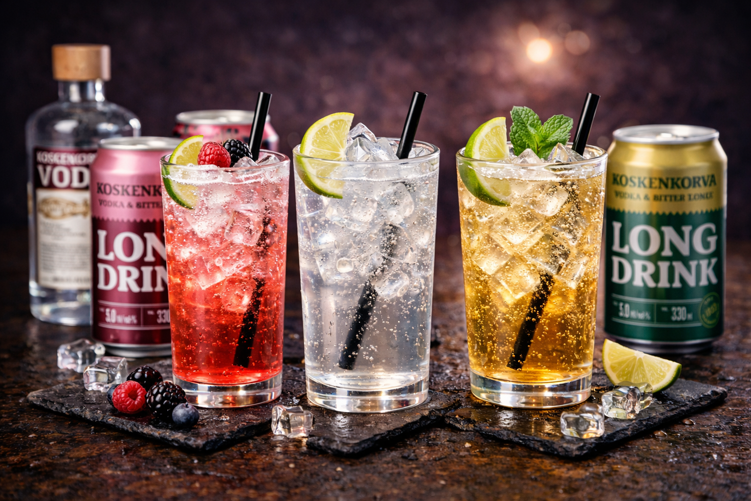 Koskenkorva long drink: valmis muoto ja vaihtoehdot alusta alkaen