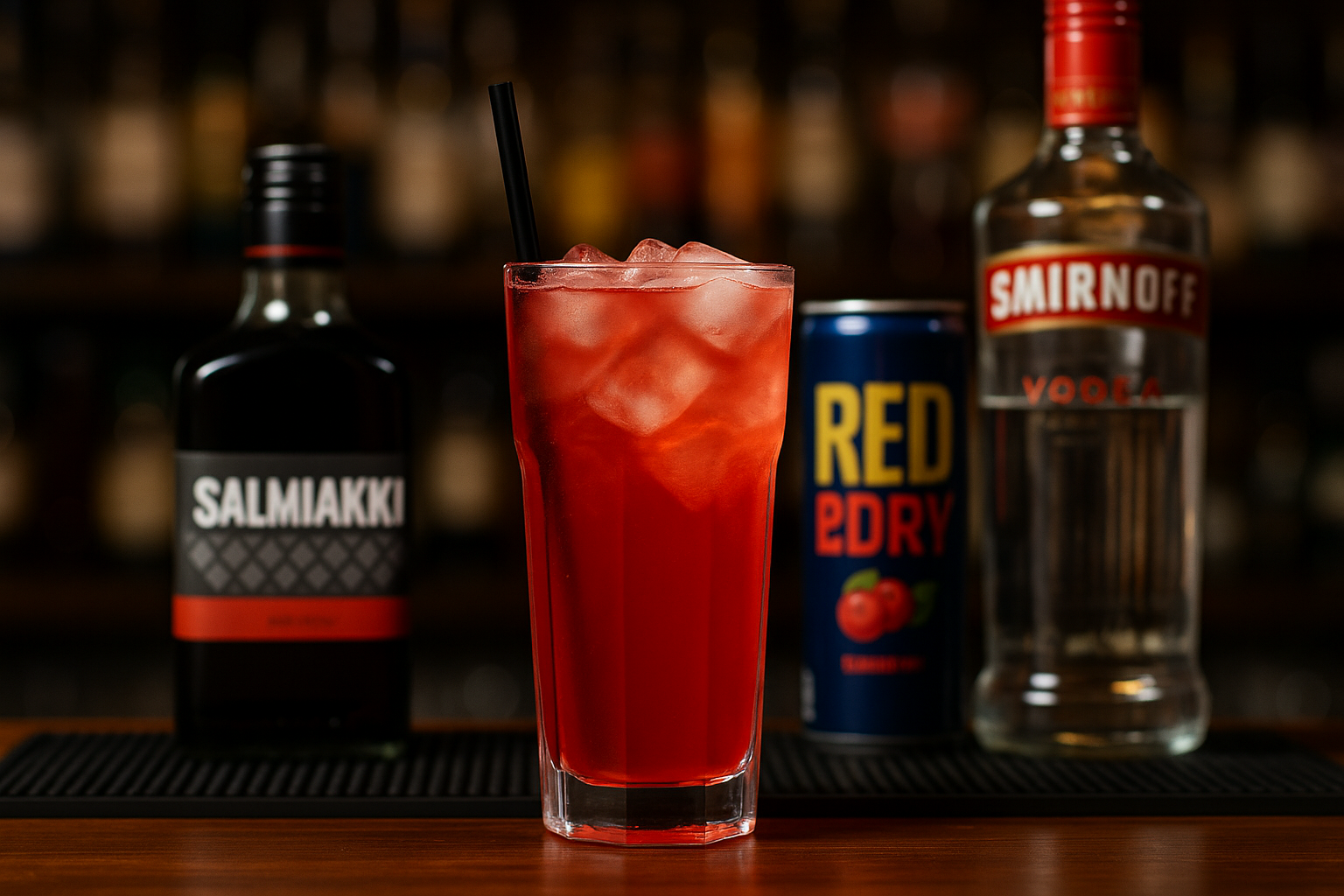 Punainen Kala drinkki – salmiakki ja energiaa suomalaiseen tapaan