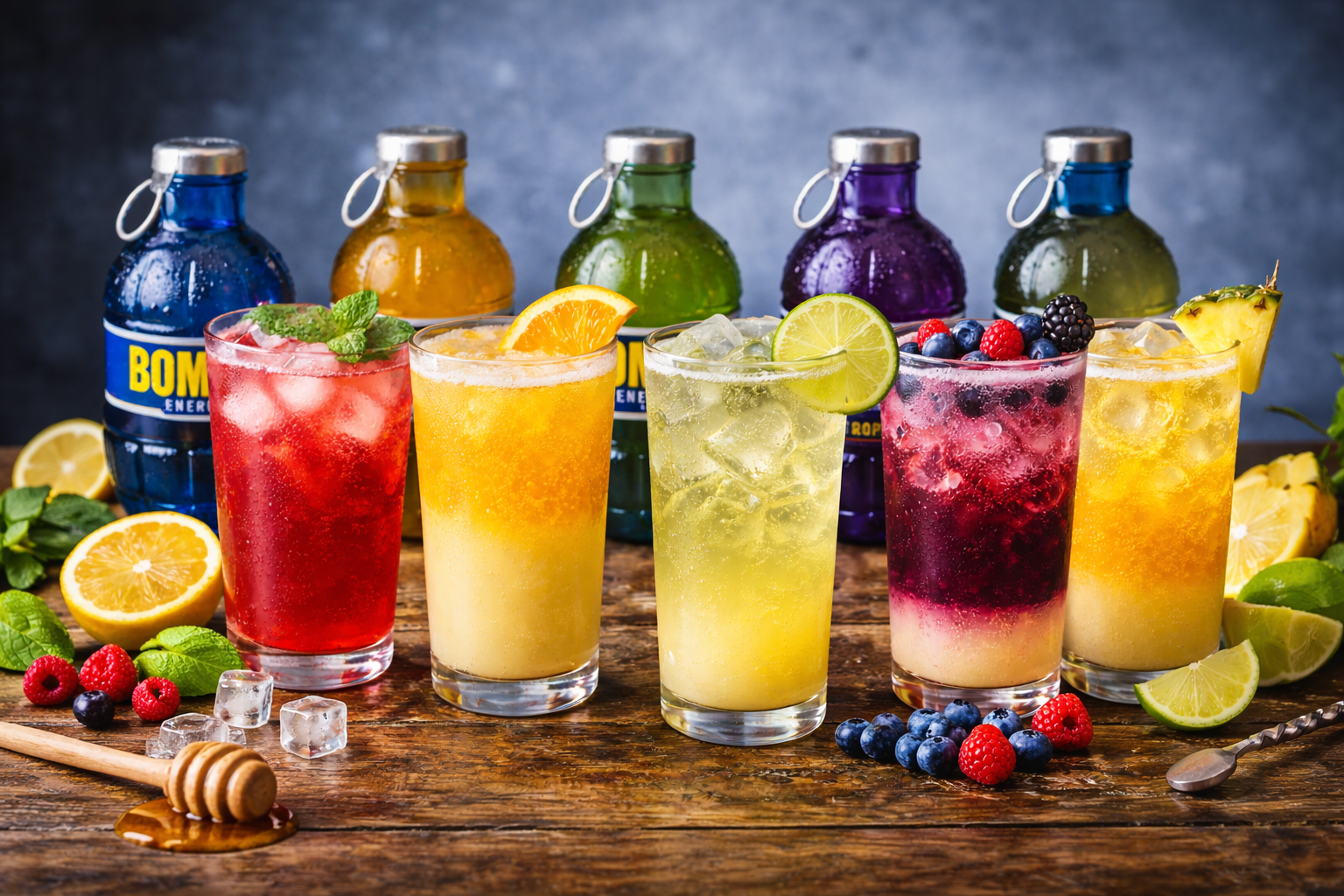 Bomba Energy Drink: alkoholittomat reseptit energiajuomalla
